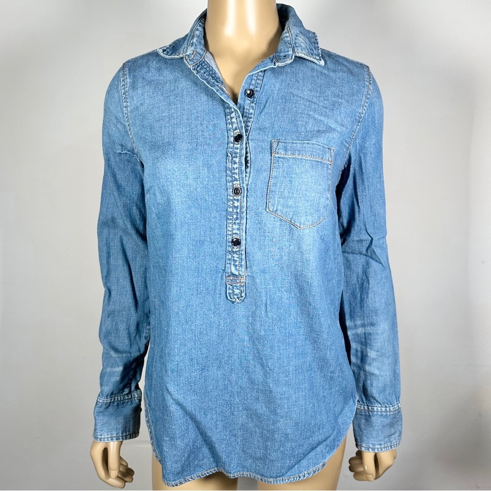 J. Crew Women’s Size 2 100% Cotton Denim Popover Shirt